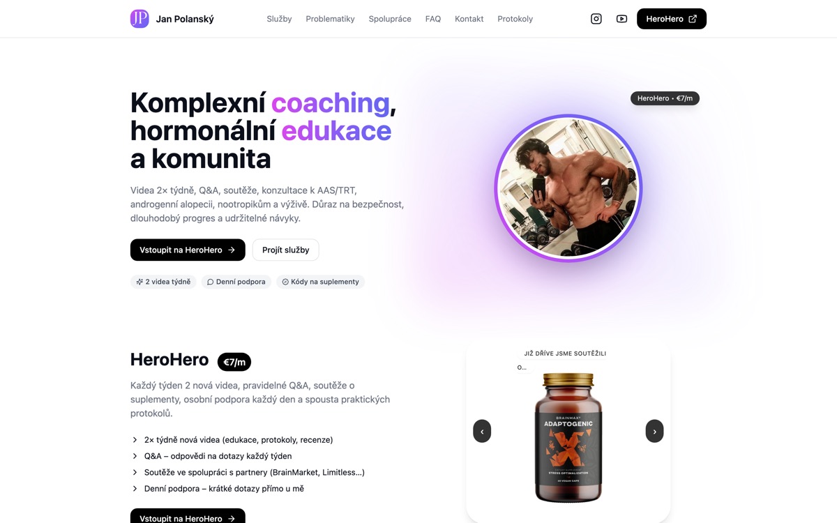 Jan Polanský — web na počítači
