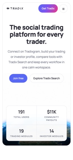 Tradix — mobilní verze